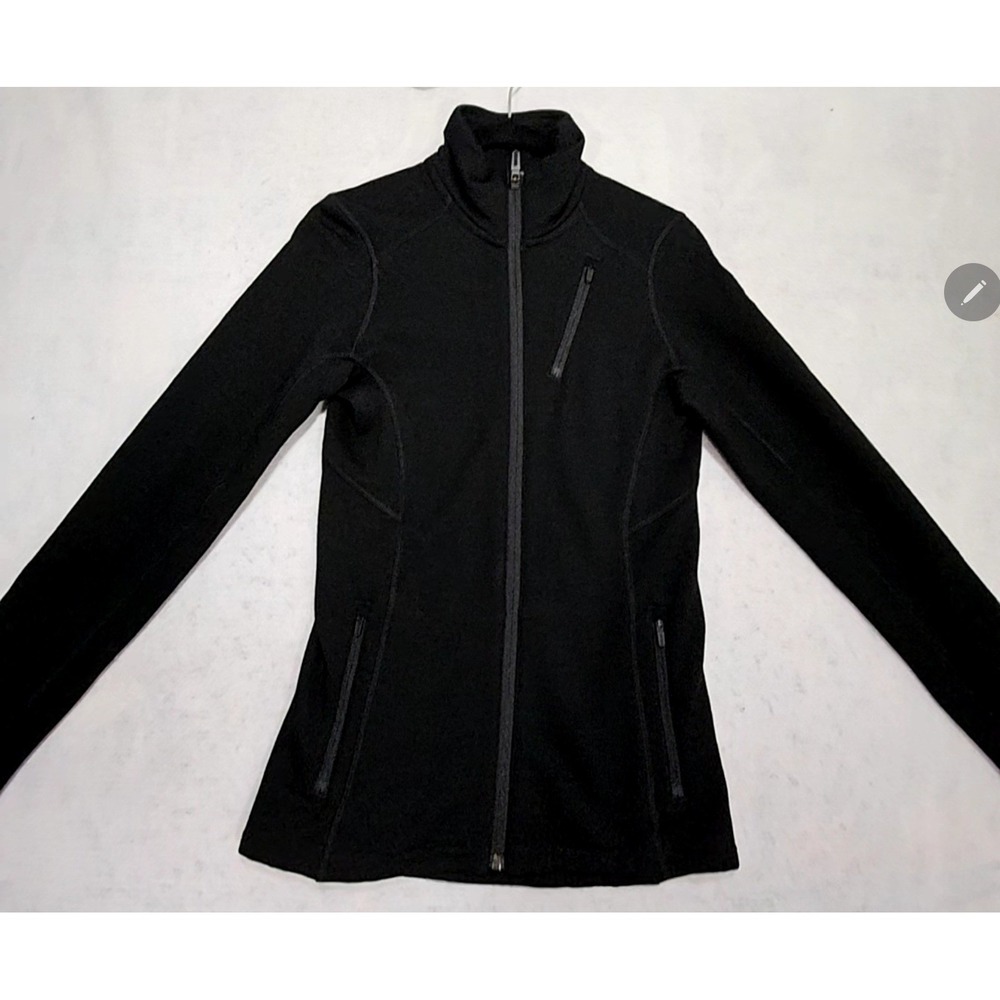 Icebreaker RealFLEECE Jacket Women XS Wool Fleece Sweatshirt Black Full Zip